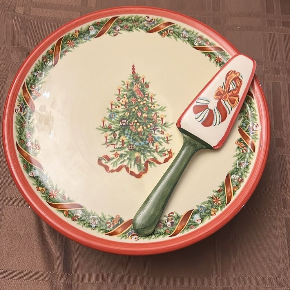 Christopher Radko "Christopher’s Tree" Cake Stand & Server Christmas Holiday Set